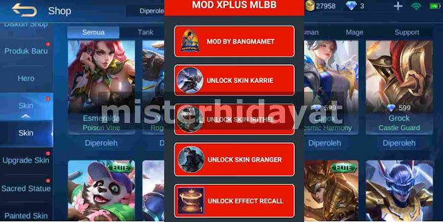 Apk XPLUS+ Mod Unlock All Skin Mobile Legends Patch Terbaru