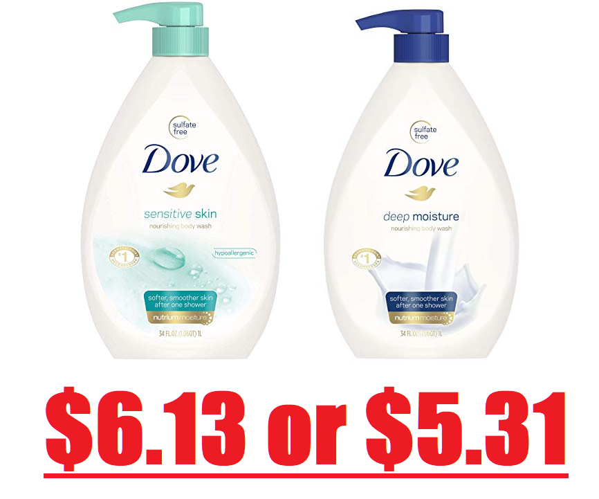 34oz Dove Body Wash Pump, Sensitive Skin 6.13 + Free Shipping or 5.31