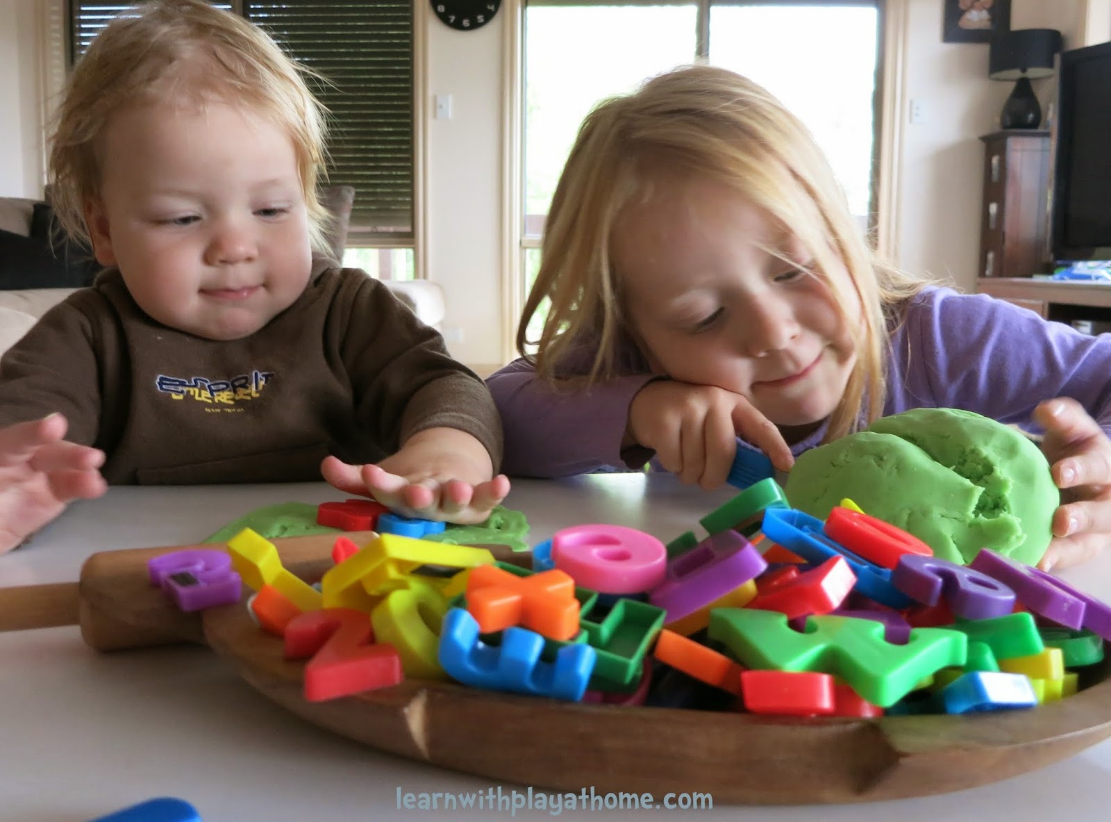 Learn with Play at Home: Invitation to Play and Learn with Playdough and  Magnetic Letters. Toddler and Preschool Activity