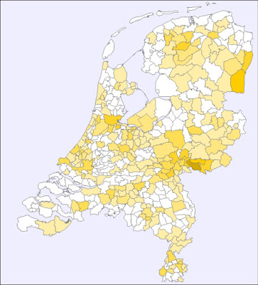 Verspreiding van de naam Welling over Nederland in 2007