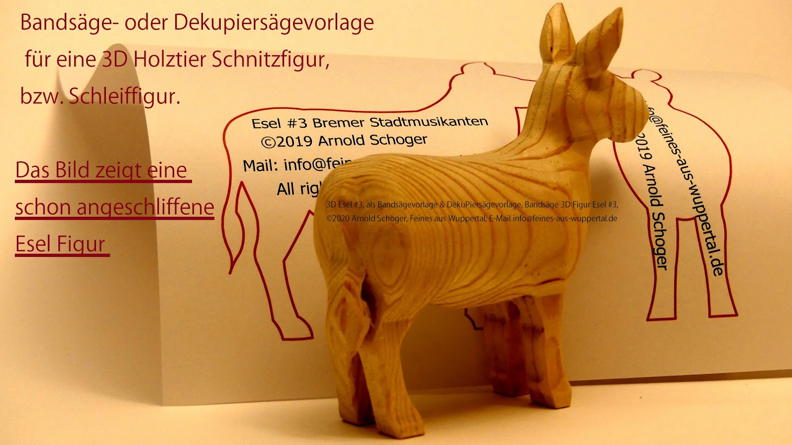 Feines Aus Wuppertal Esel Holztier Als 3d Bandsage Figur Bzw Eine Kauflich Erwerbbare 3d Sagevorlage
