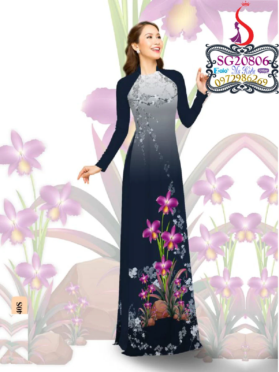 kiểu áo dài hoa thủy tiên đẹp chất Việt Nam của SG803811