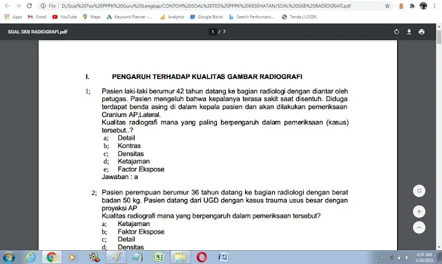 Contoh soal tes P3K bidang radiografi dan kunci jawabannya