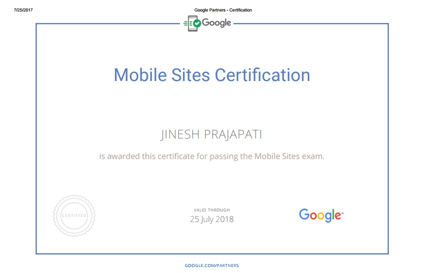 Mobile Site Certification