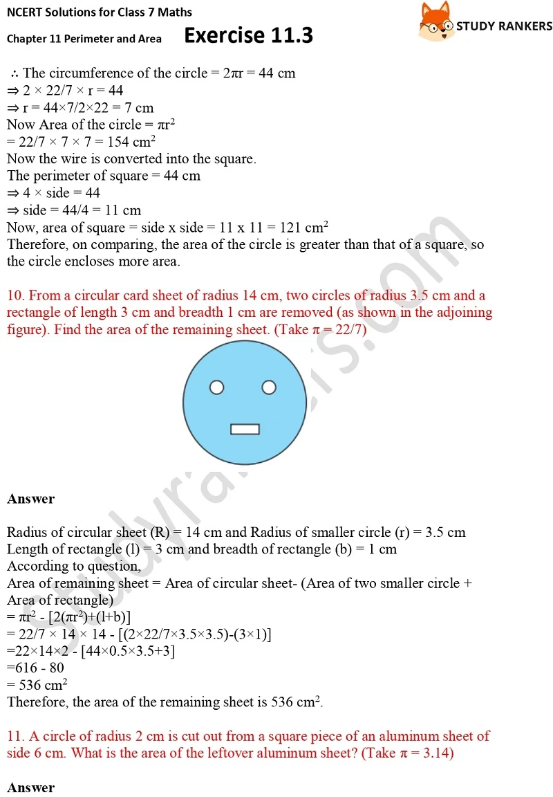 NCERT Solutions for Class 7 Maths Ch 11 Perimeter and Area Exercise 11.3 4
