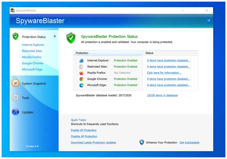 SpywareBlaster : Αποτρέψτε την εγκατάσταση spyware και άλλου δυνητικά ανεπιθύμητου λογισμικού
