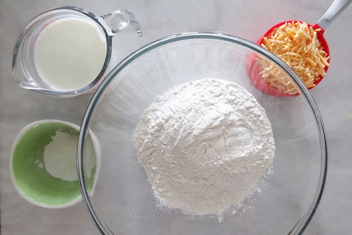 prepped ingredients for cheese buttermilk biscuits