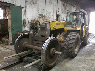 Reprofiled wheelset being replaced under Ex-MS&L carriage No.8