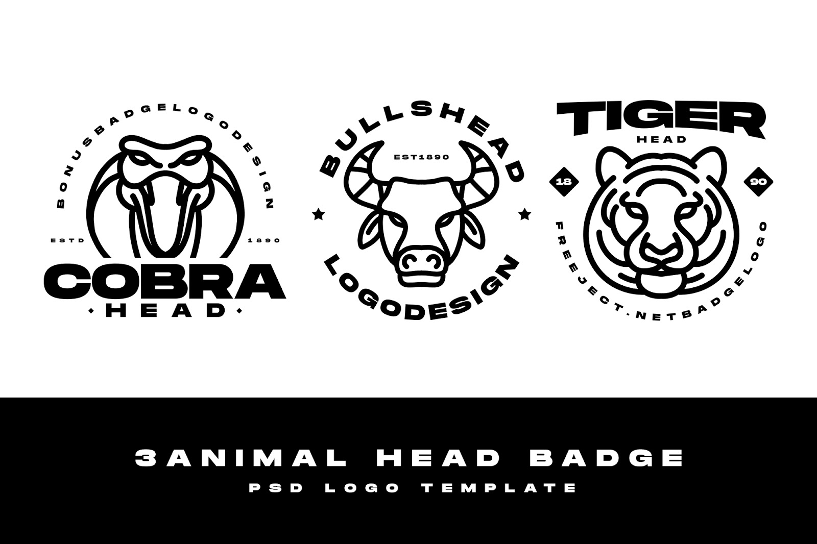 Free Download Animal Head Badge Logo Design Template Psd File