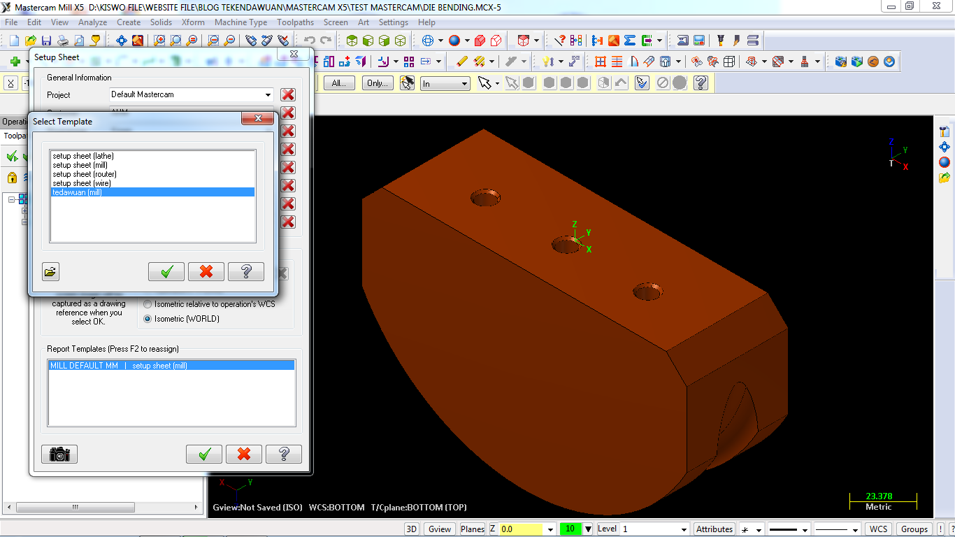 SI Engineer Setup Sheet Mastercam X5 Default VS Custom