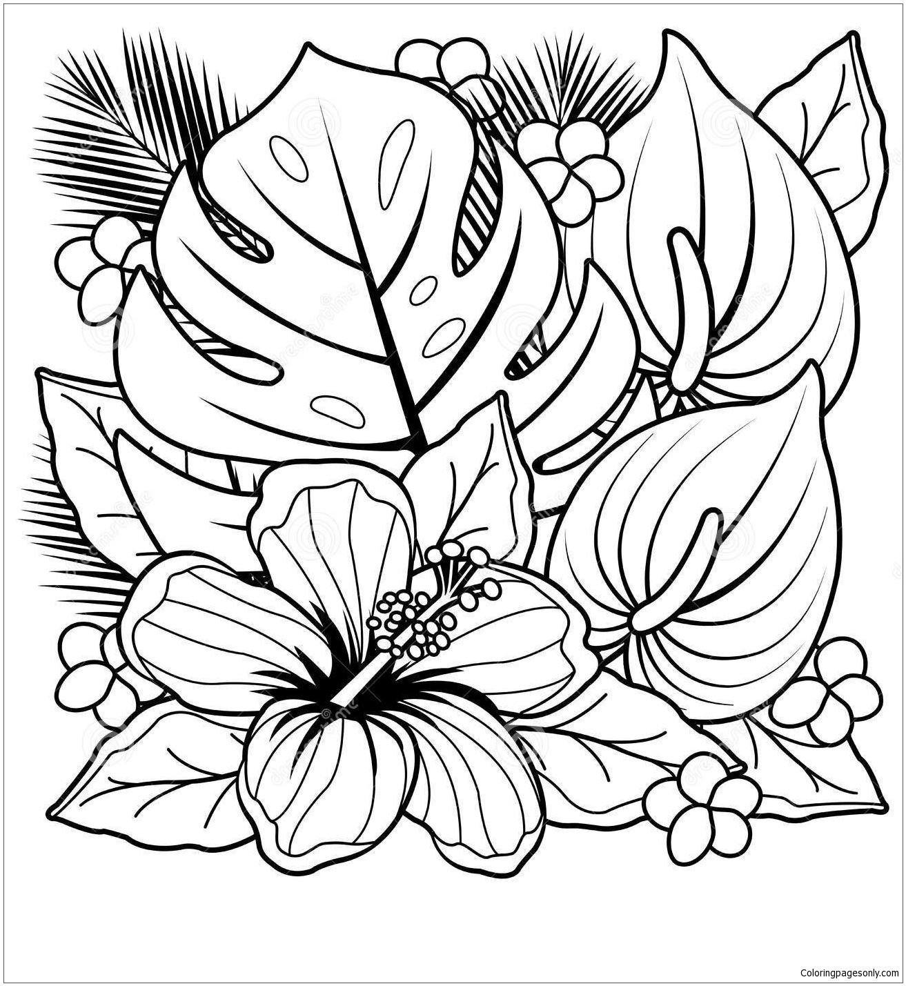 coloriage-tropical-comment-imprimer-un-dessin-fleur-tropicale