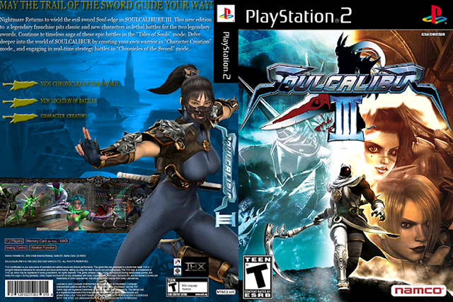 Soul Calibur III ps2 cover Descargar Soul Calibur III ps2 iso NTSC-PAL. Es la cuarta entrega de la saga de Soul Edge, tercera entrega de la saga de Soul Calibur. Lanzada exclusivamente para PlayStation 2 en el año 2005 por la empresa japonesa Namco.