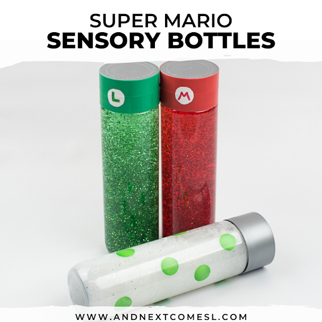 DIY sensory bottles with glitter
