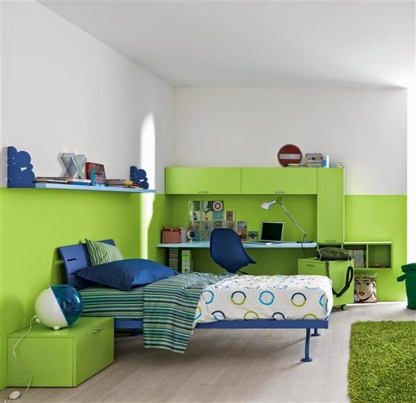 Child&#8217;s bedroom in green apple