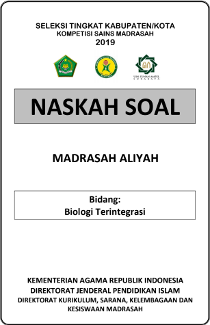 Saung Kimia Soal Ksm Biologi Ma 2019 Tingkat Kabupaten Kota Beserta Kunci Jawaban