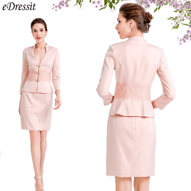 pink two pieces suit mother of the bride dress
