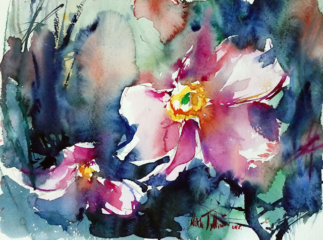 Summertime watercolor flower painting by Mikko Tyllinen