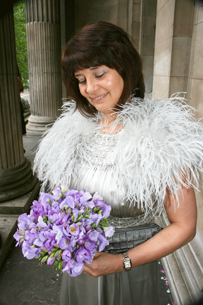 A different dress for the second time bride: Gail Hanlon from Is This Mutton? at Marylebone Town Hall, June 2010