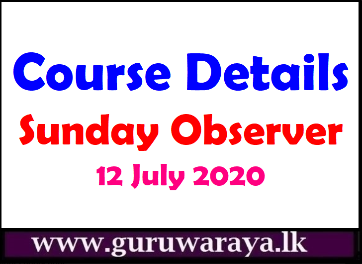 Course Details (Sunday Observer July 12)