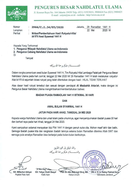 Ikhbar Idul Fitri 1441 H