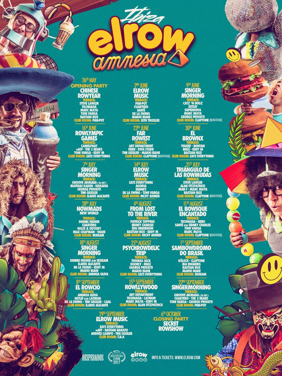 elRow desvela su cartel por días para esta temporada 2018