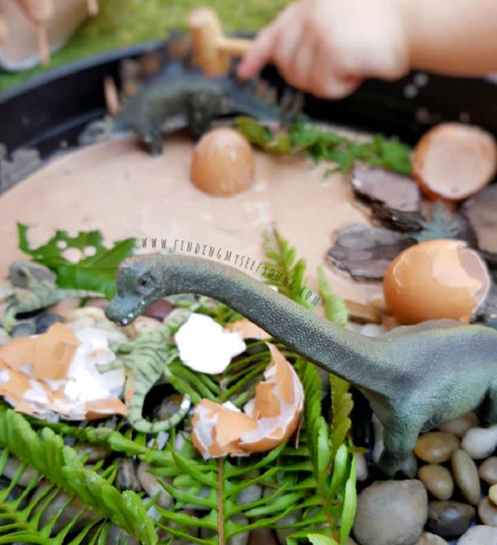 dinosaur sensory tray