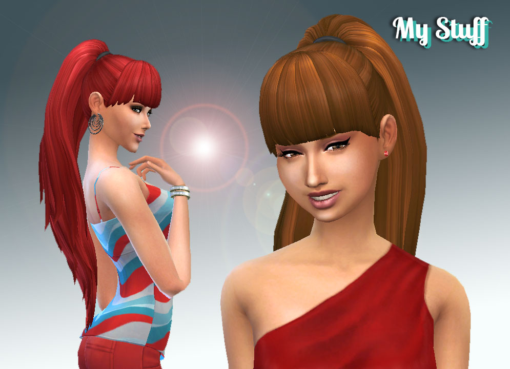 Sims 4 cc hair with bangs ponytail