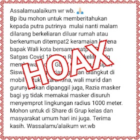 Anda Terima Info Soal Razia Masker Seperti Ini? Jangan Percaya!