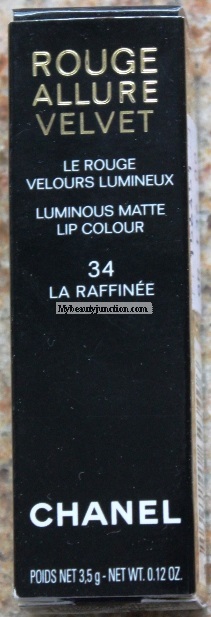 Chanel Rouge Allure Velvet lipstick 34 La Raffinee review, swatches,  comparison - Cosmetopia Digest Beauty and Makeup Blog