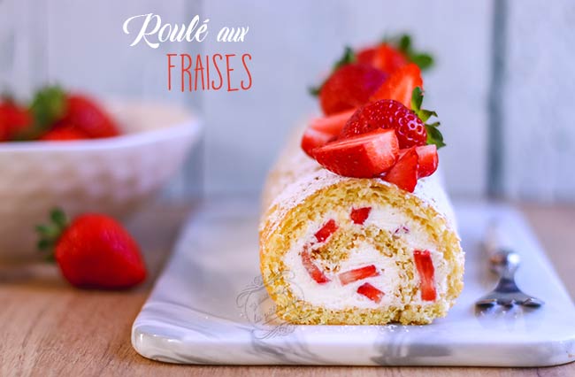 Gâteau roulé aux fraises