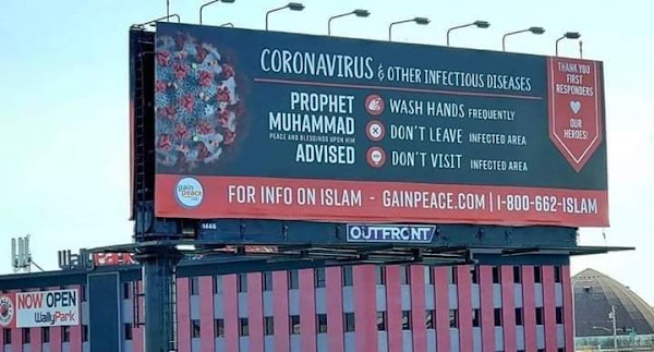Papan Reklame di Chicago AS Muat Anjuran Nabi Muhammad untuk Mencegah Penyebaran Wabah