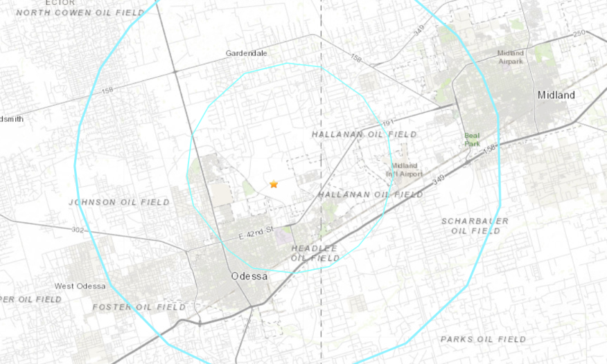 Near Odessa, The USGS Records Two Earthquakes.