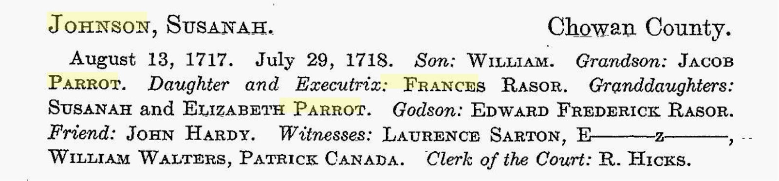 Ancestry Island From The Probate Files Susanah Mrs Johnson