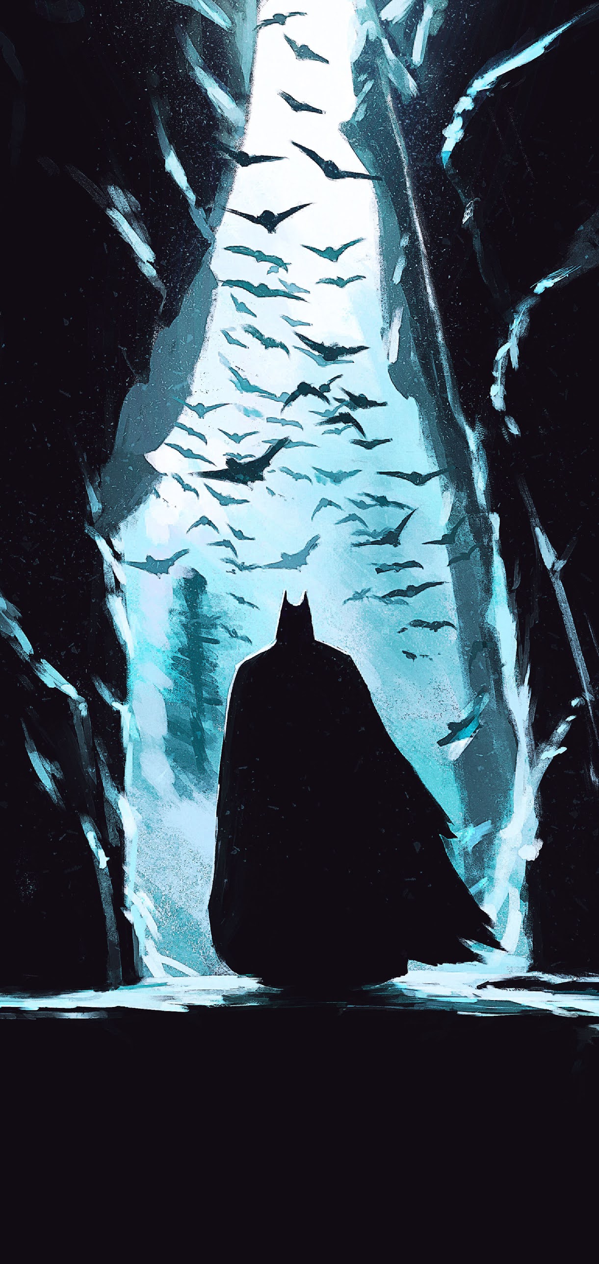 Batman cave black amoled wallpaper