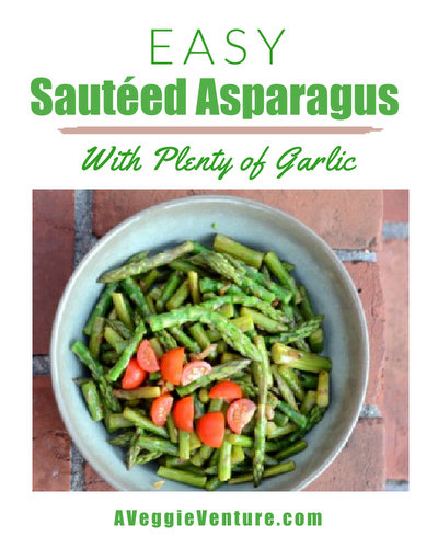 Easy Sautéed Asparagus, another quick healthy vegetable ♥ AVeggieVenture.com. Loaded with garlic plus optional anchovies.