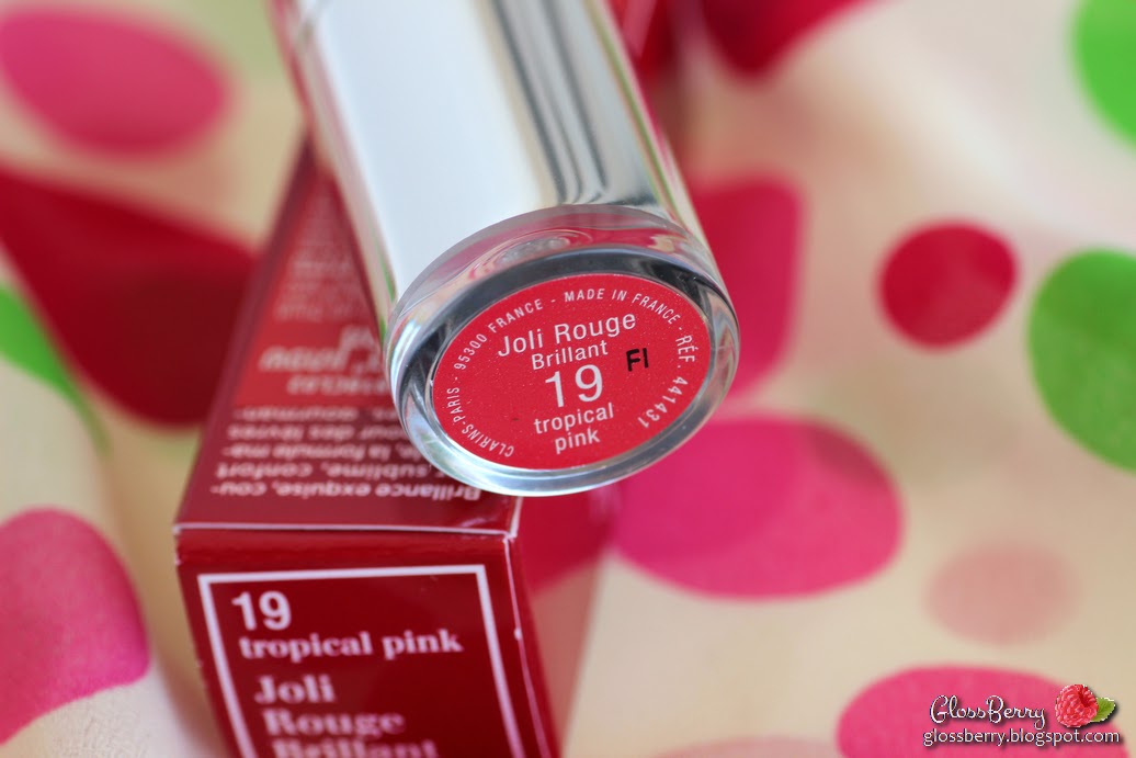 clarins 19 tropical pink lipstick joli rouge sheer perfect shine opulescence review swatch סקירה שפתון שקוף ורוד לקיץ  לשפתיים קלרינס בלוג איפור וטיפוח גלוסברי glossberry