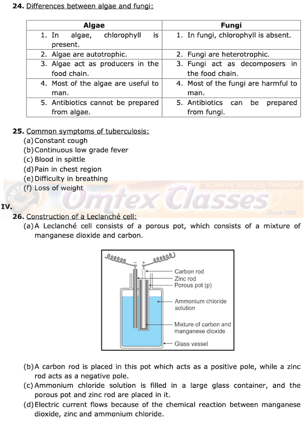 OMTEX CLASSES Class 8 Science Board Question Papers.