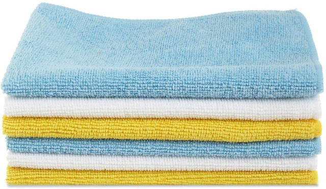 AmazonBasics CW190423D_EU Microfiber Cleaning Cloth - 222 GSM (Pack of 6), Multicolor 