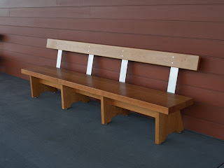 Bench for porch of the Shelburne Museum Center for Art and Education, custom furniture, benches, timothy Clark, vermont furniture makers