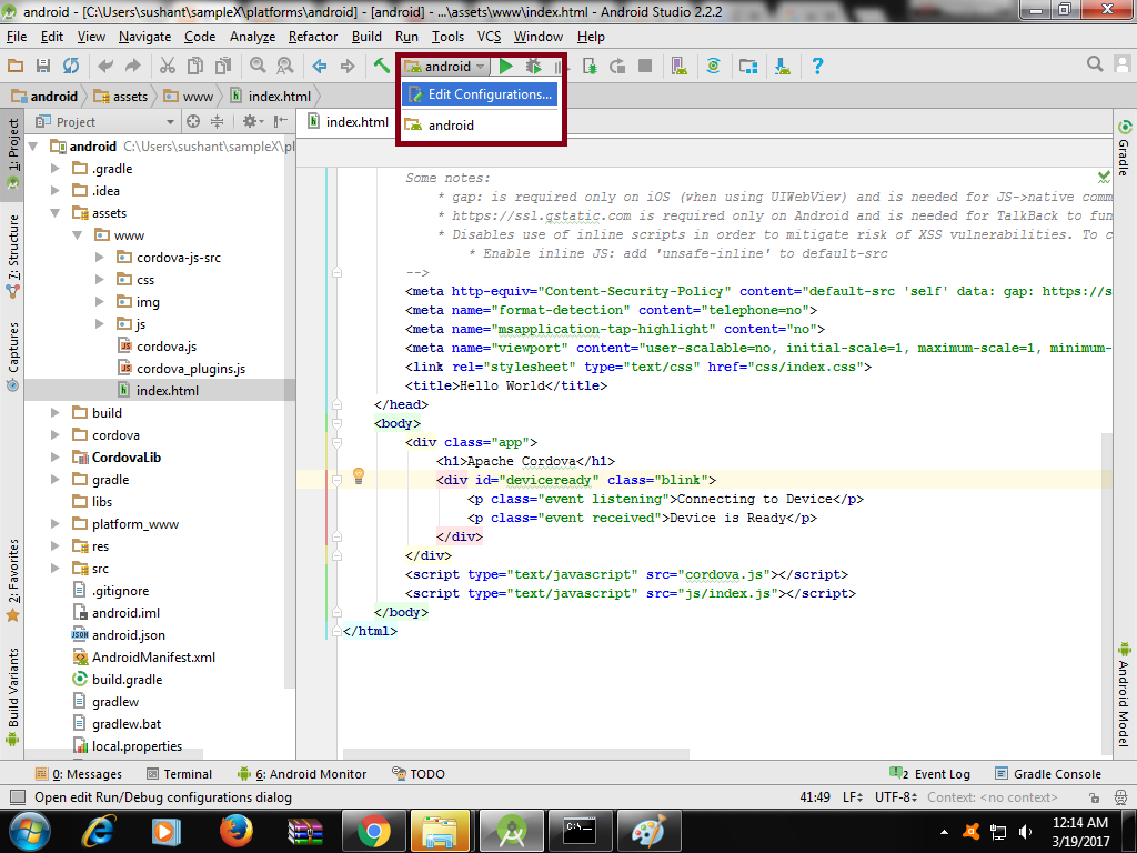 Cordova Hybrid App Development for beginners Cordova Setup In Android Studio