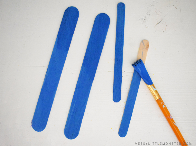 paint popsicle sticks for snowflake