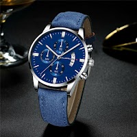 Men's Fashion Sport Stainless Steel Case Leather Band Quartz Analog Wrist Watch Men's Fashion Sport Stainless Steel Case Leather Band Quartz Analog Wrist Watch