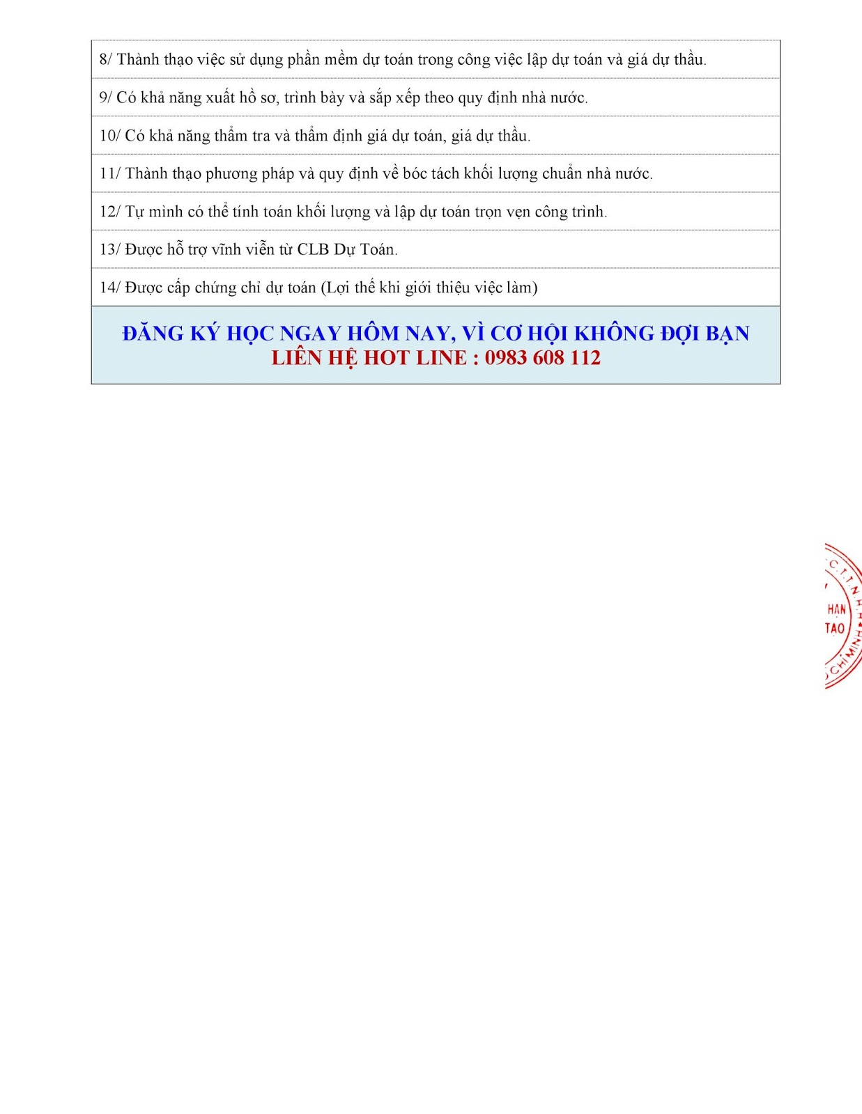 TB Chiêu sinh lớp dạy kèm bóc khối lượng Tháng 11-2019 tại CLB Dự Toán DTC TB Chiêu sinh lớp dạy kèm bóc khối lượng Tháng 11-2019 tại CLB Dự Toán DTC