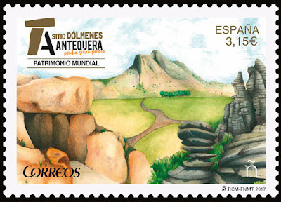 Filatelia - Patrimonio Mundial. Sitio Dólmenes de Antequera - Sello - 14/07/2017 Filatelia - Patrimonio Mundial. Sitio Dólmenes de Antequera - Sello - 14/07/2017