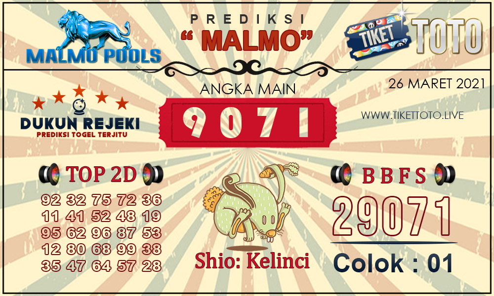 Prediksi Togel MALMO TIKETTOTO 26 MARET 2021