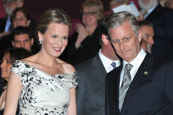 Crown Prince Philippe and Crown Princess Mathilde attended the  Liege A Paris Concert at Theatre des Champs-Elysees in Paris