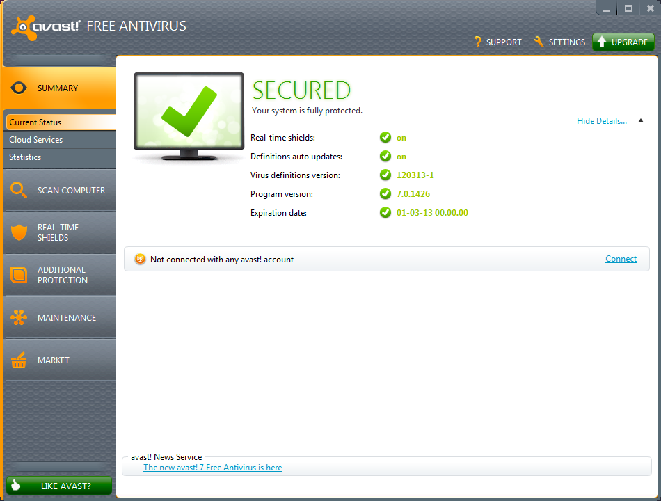 avast! Home Edition for Windows 7 - FREE antivirus with spyware ...