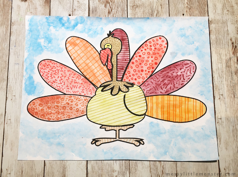 Turkey colouring page Thanksgiving craft for kids