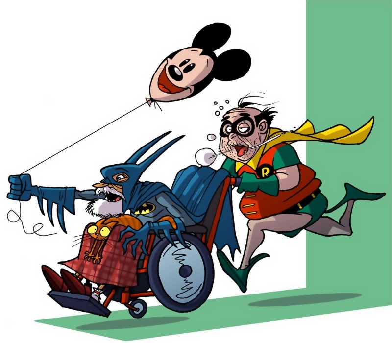Batman & Robin på jagt, som gamle mænd med kørestol
