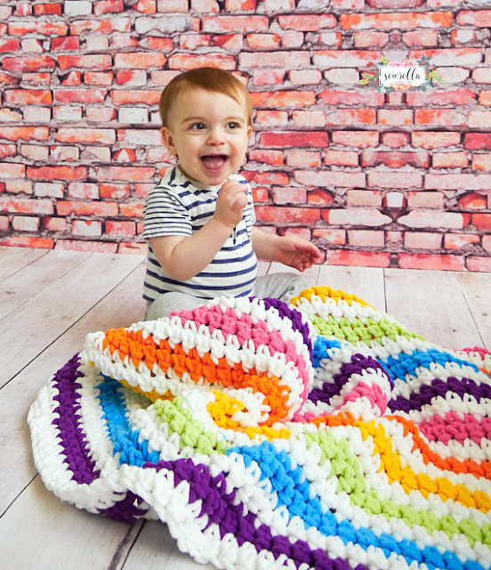 Rainbow Stripes Baby Blanket Crochet pattern